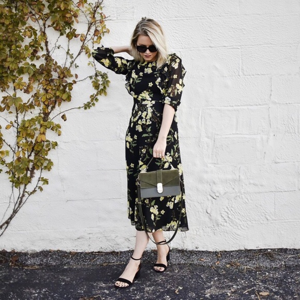 Who What Wear Floral Maxi Ruffle Dress